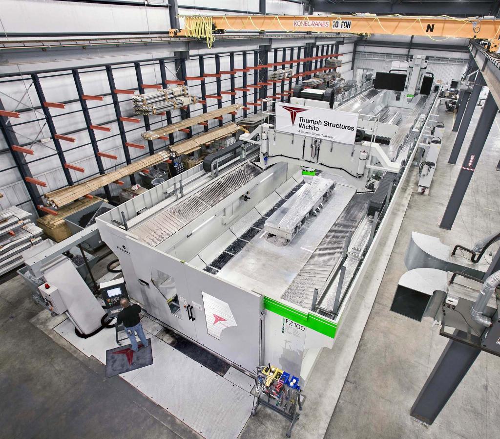 The Zimmermann twin-gantry, portal milling machine built to suit the requirements of Triumph Structures in Wichita, Kansas