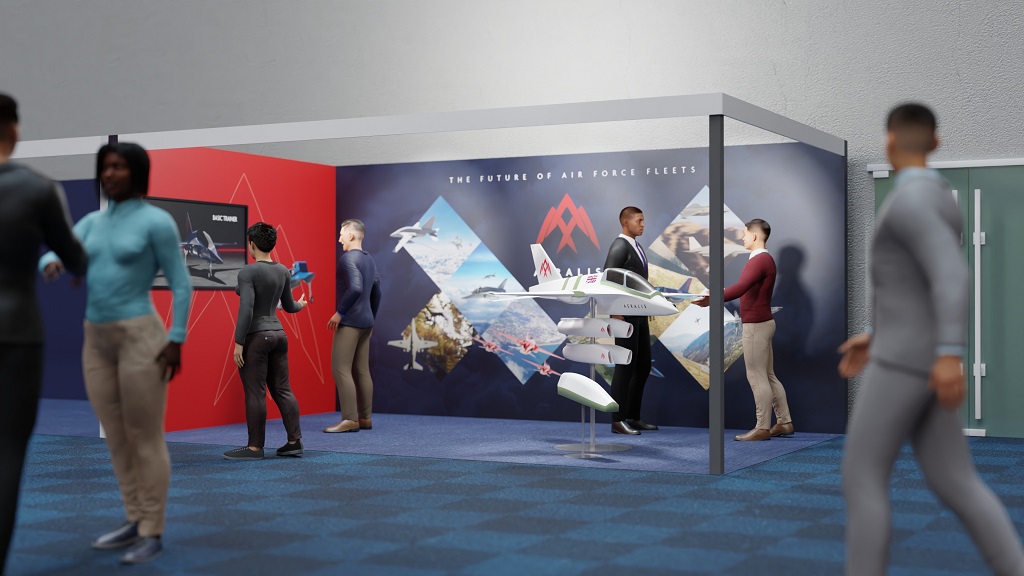 A graphic of the DSEI stand