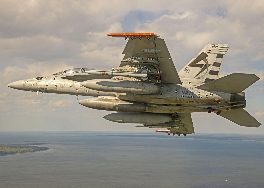 An F/A-18 fighter with an AARGM-ER