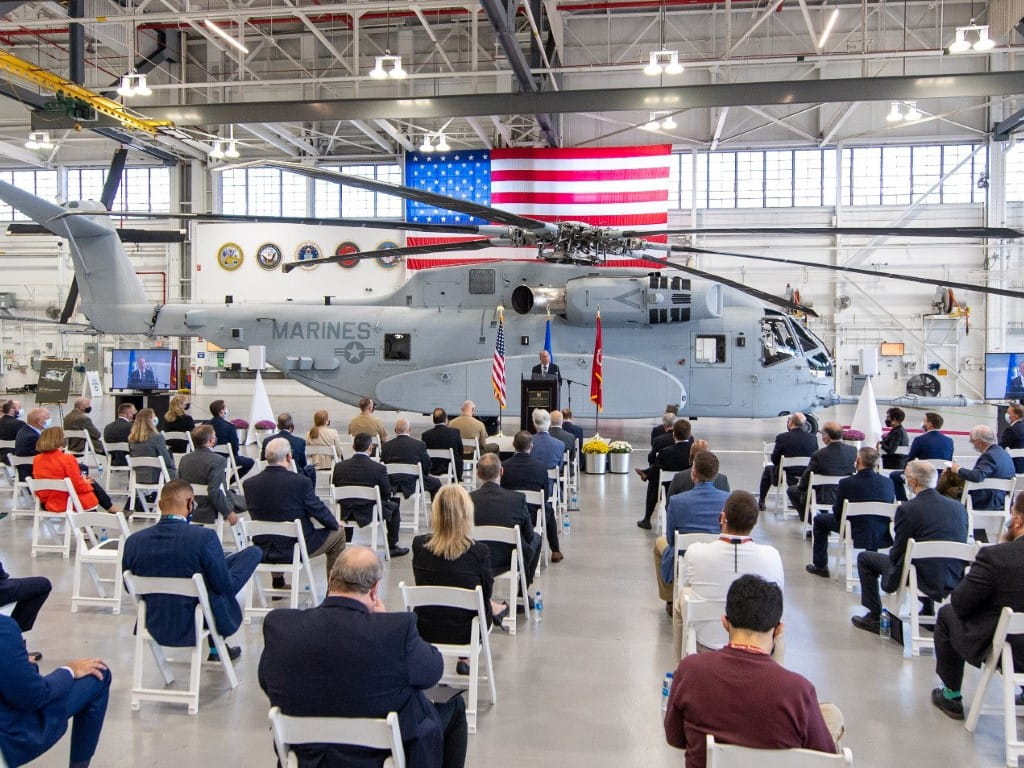 The first low rate initial production CH-53K heavy-lift helicopter