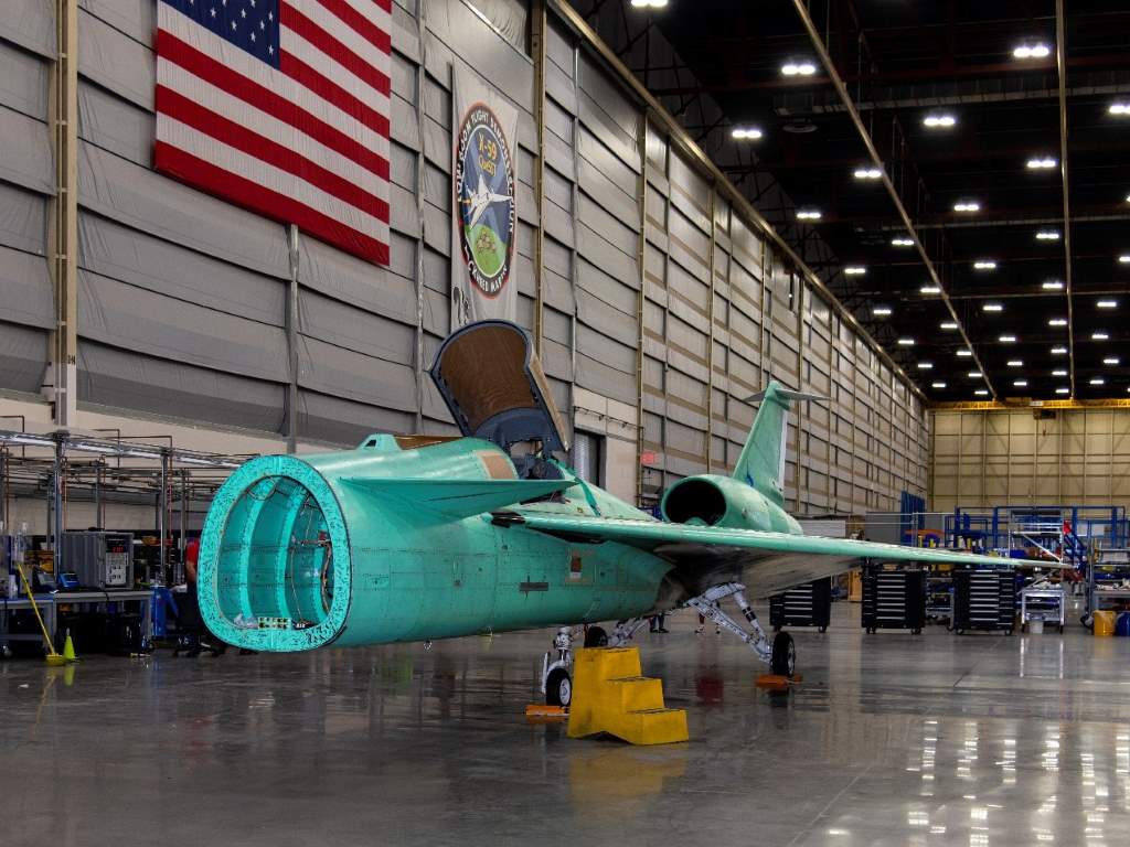 The unwrapped X-59 back at Skunk Works, ready for final assembly