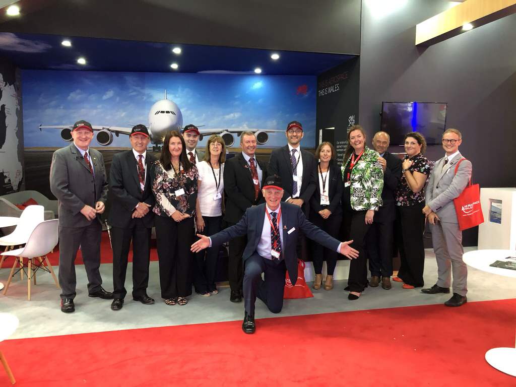 Team Wales: Aerospace Wales and Welsh Government colleagues at Farnborough 2018 
