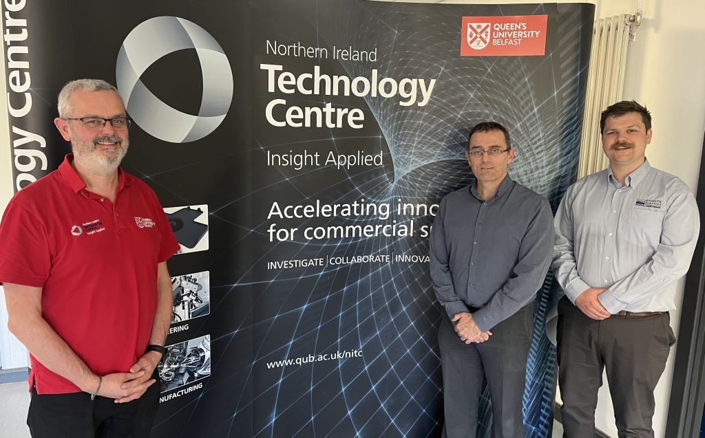 Andrew Schofield and Rory Collins from NITC with Patrick Knight, engineering and R&D manager of Donite Plastics