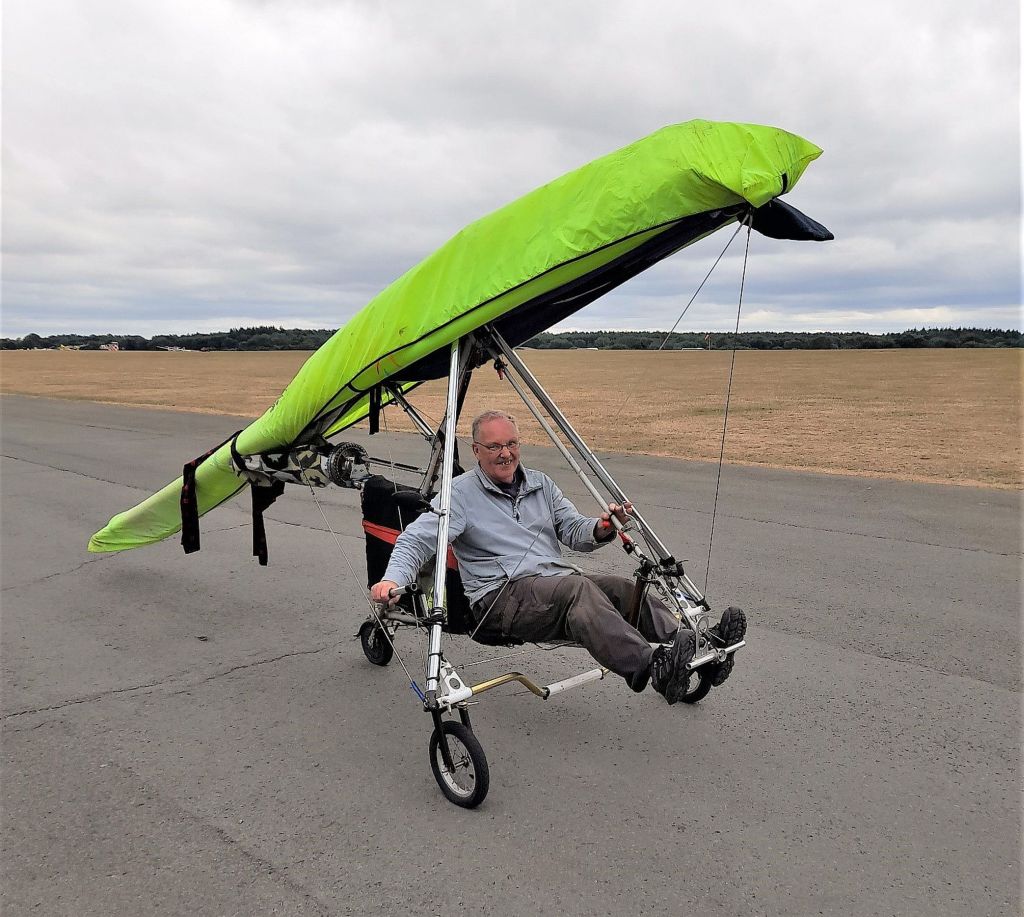 Flycycle Mk4 in road mode on the Lasham peri-track