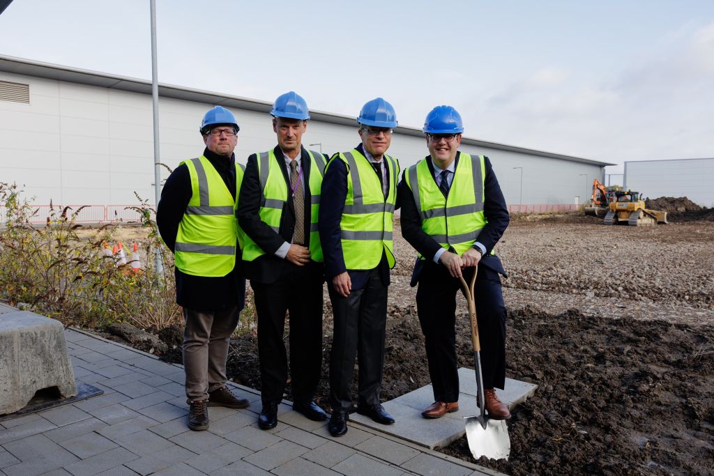 AMRC CEO Steve Foxley pictured at the groundbreaking for Project Compass with research partners: Todd Citron, CTO of Boeing; Sean Black, senior VP and chief engineer at Spirit AeroSystems; and Alun Reece of Loop Technology 